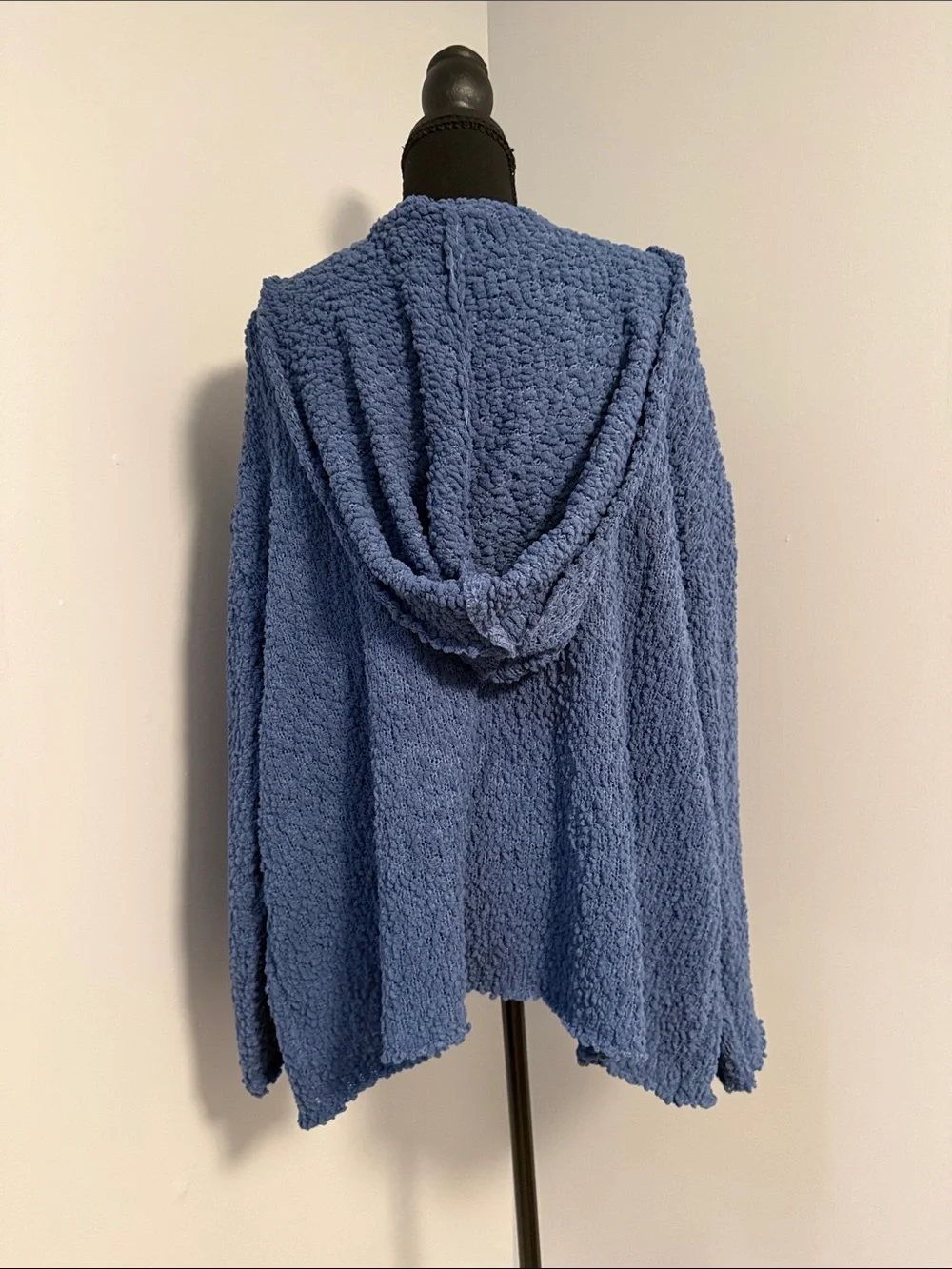 Jones New York Blue Textured Open-Front Poncho Cardigan